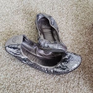 Tory Burch Eddie-Glitter Flat